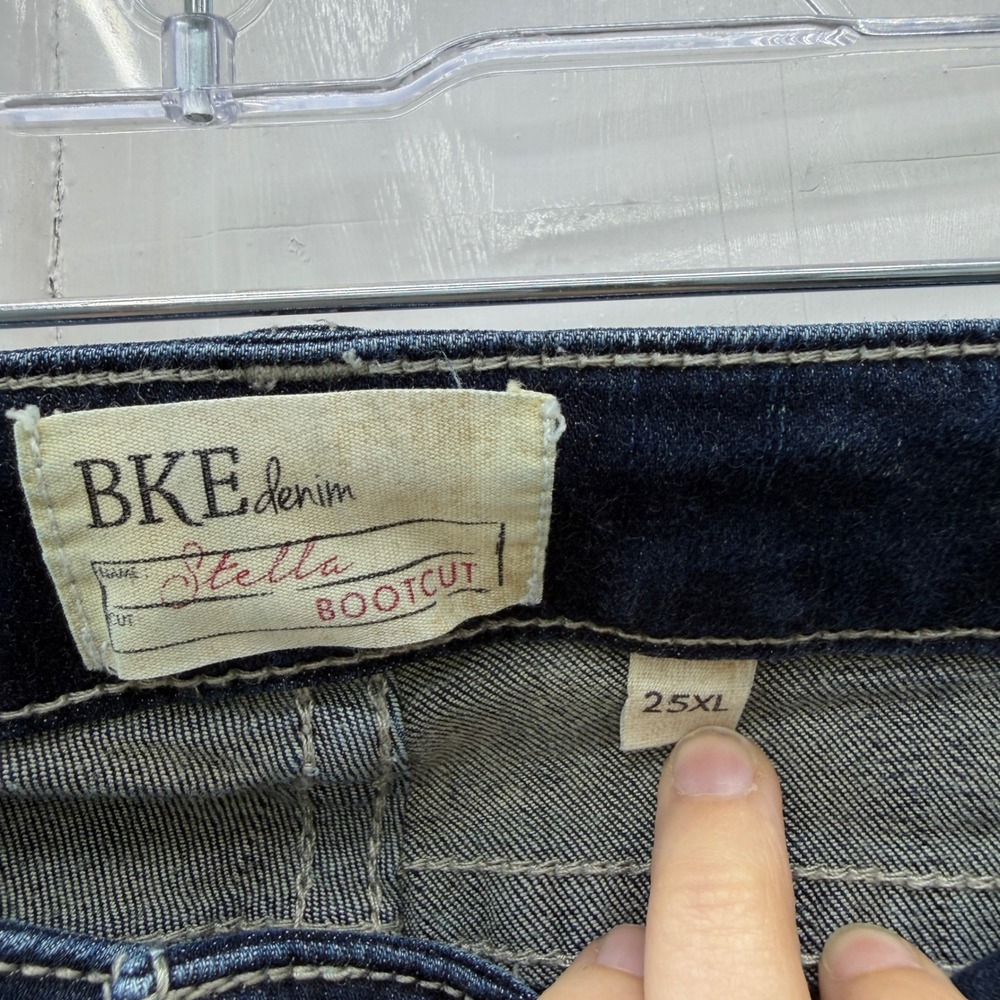 BKE Stella Bootcut Jeans Dark Wash Distressed 25XL 25 x 33.5 Long Tall ABK4308 - Picture 6 of 8
